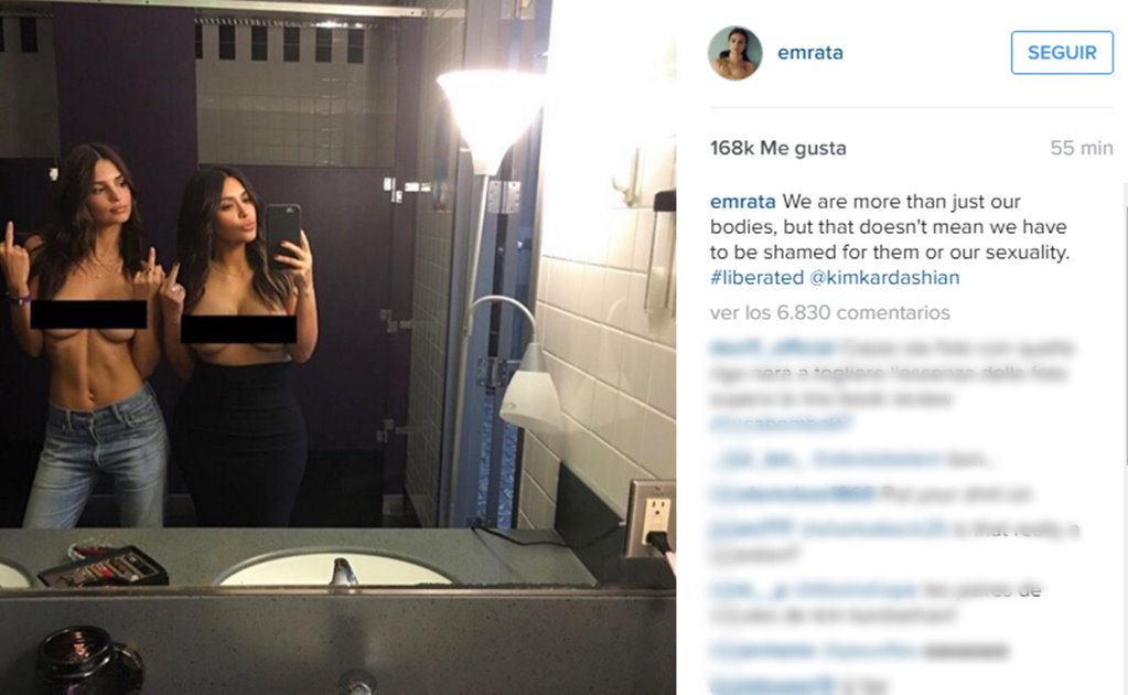 Kardashian y Ratajkowski posan "topless"