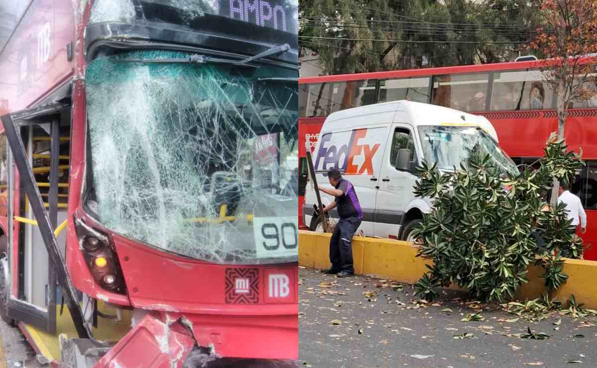 Reportan cinco lesionados en choque de Metrobús de la Línea 7