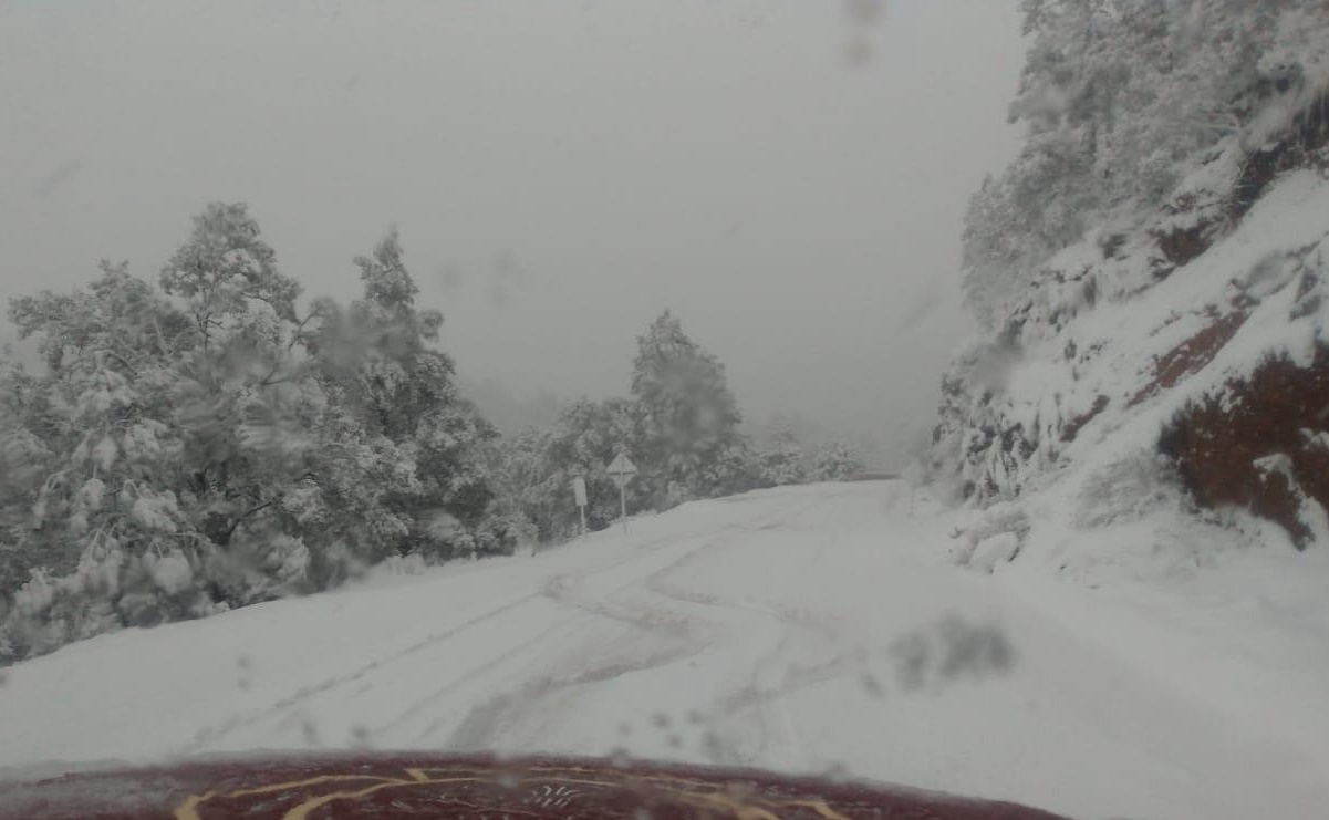 Cierran tramos carreteros por nevadas en la región noroeste de Chihuahua