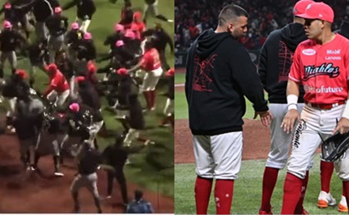 Diablos Rojos y Mariachis de Guadalajara protagonizan batalla campal en el Estadio Alfredo Harp Helú