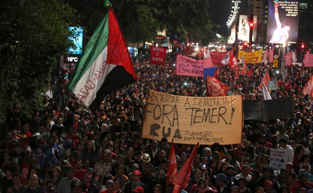 Protestan contra Michel Temer en Sao Paulo