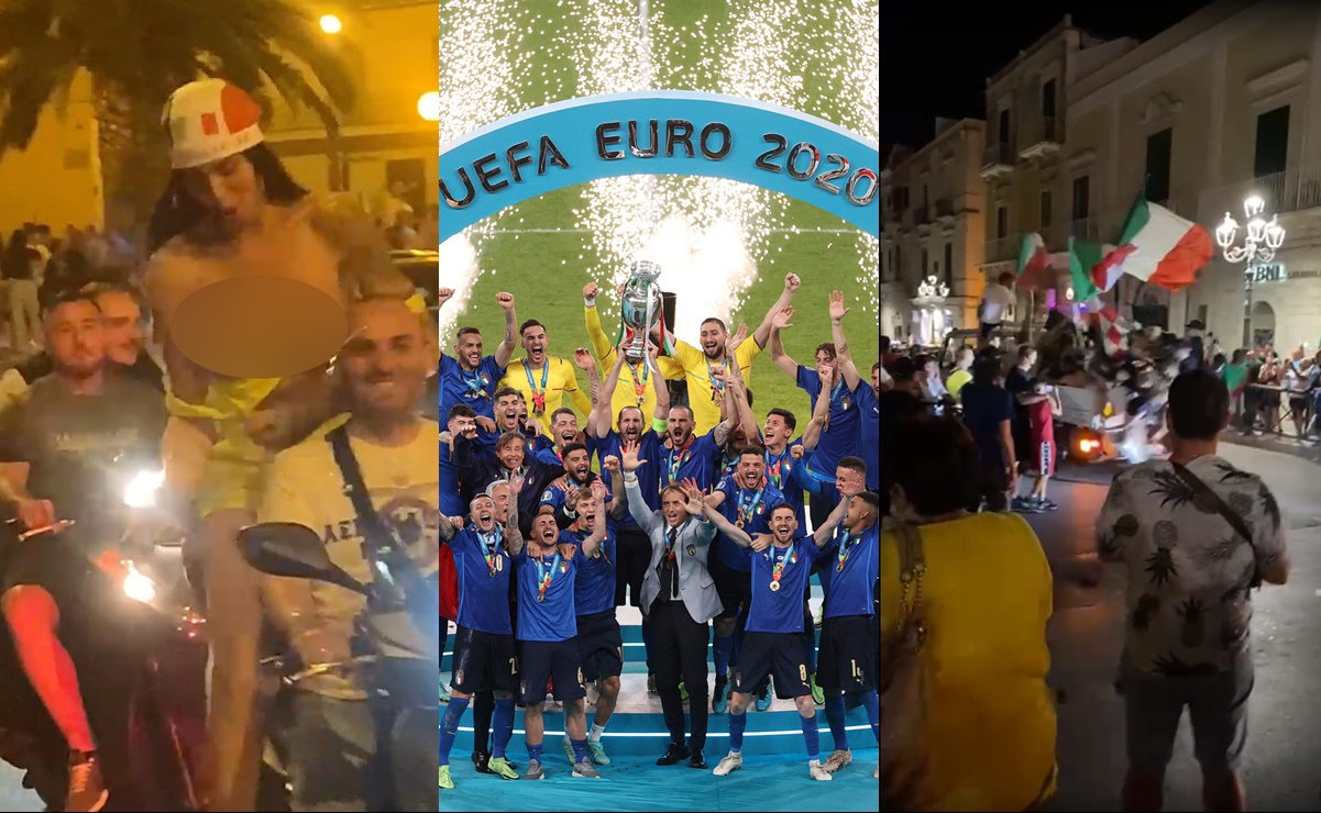 Desenfrenada celebración por el título de Italia en la Euro; desnudos, explosiones y accidentes