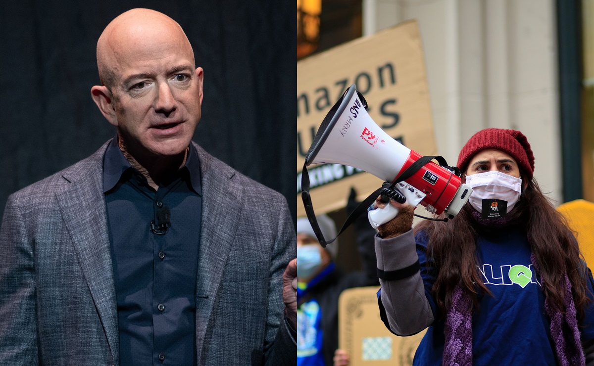 Protestan contra Amazon ante la lujosa casa de Jeff Bezos