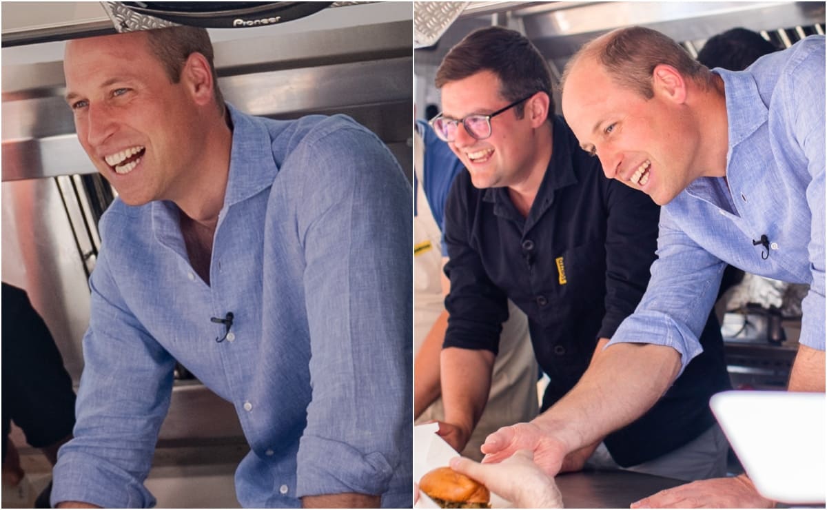 El príncipe William es captado repartiendo hamburguesas en un food truck