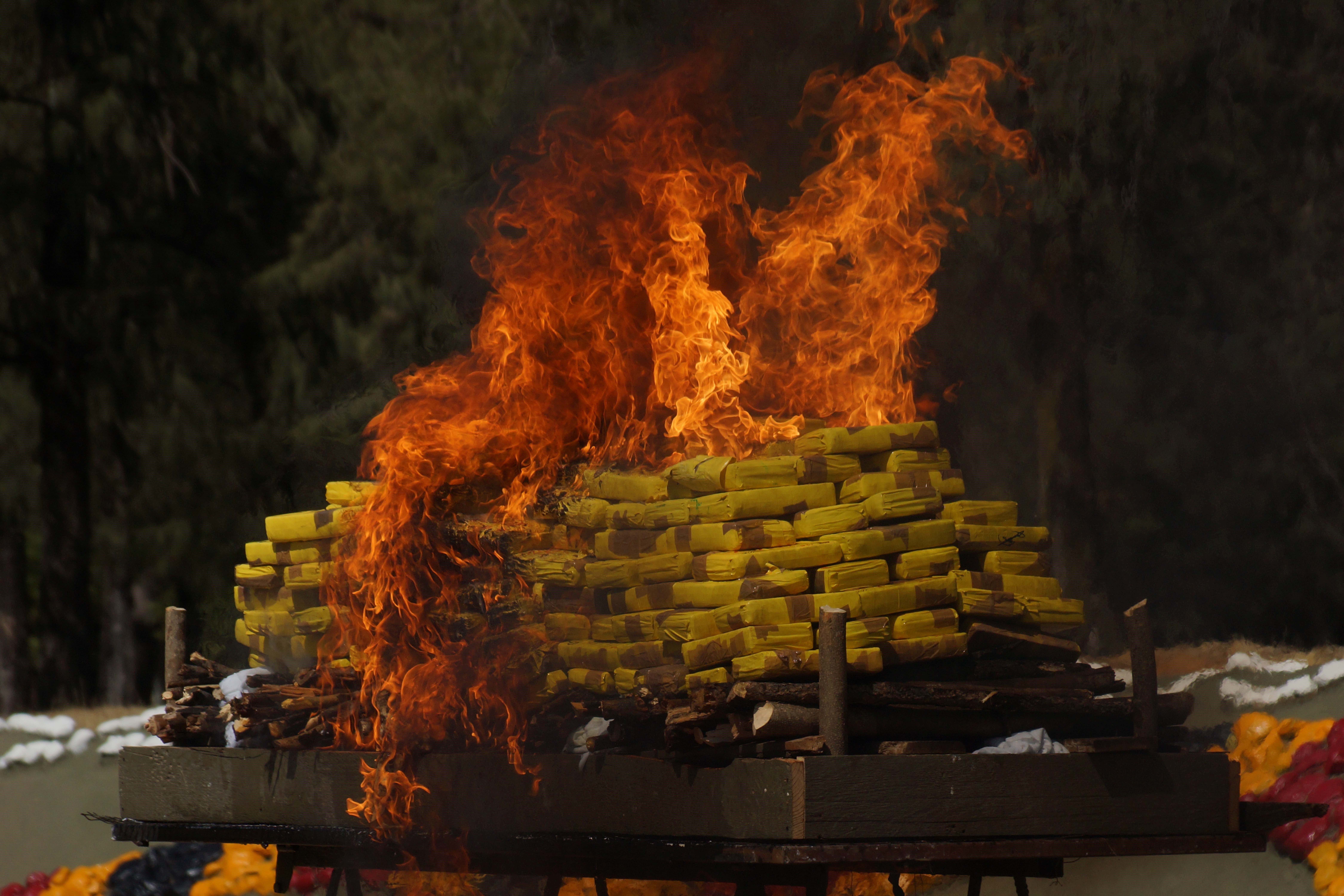 Militares incineran en Oaxaca 268.6 kg de cocaína