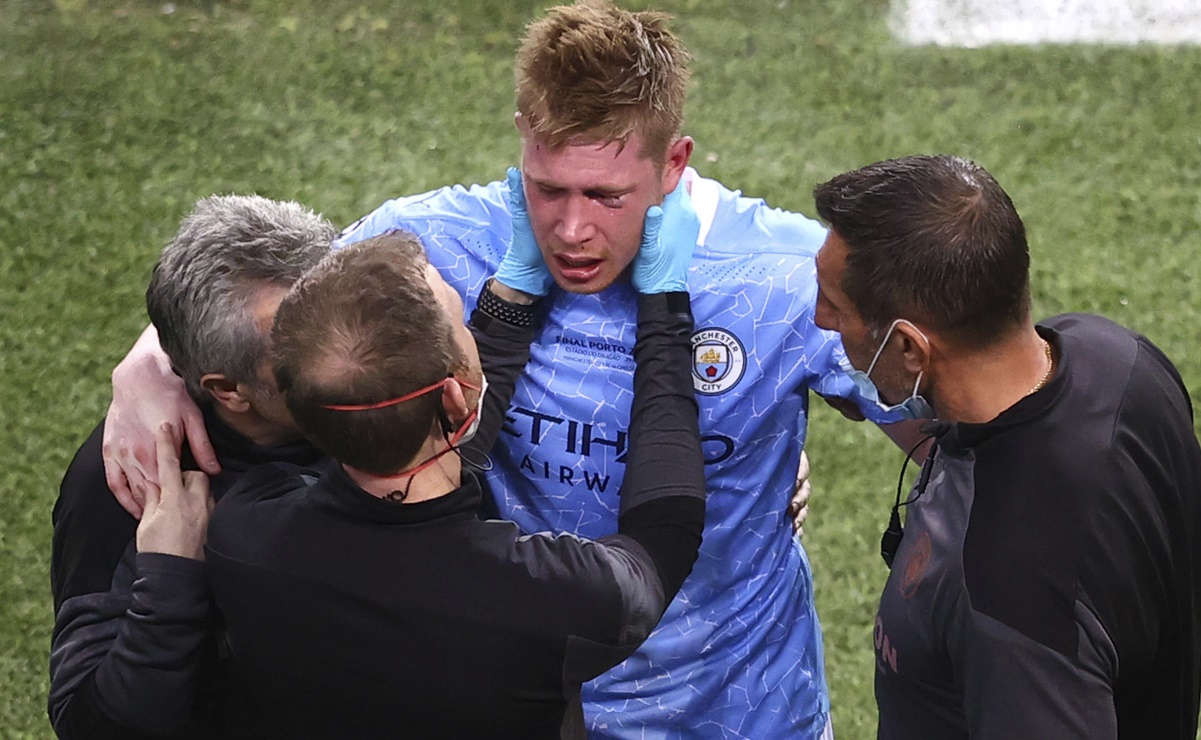 Kevin De Bruyne sufre doble fractura en el rostro por choque en la final de Champions