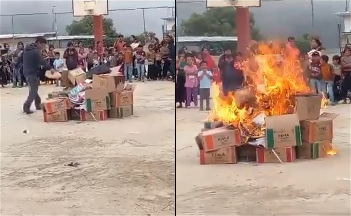 Por segunda ocasión, tzotziles queman libros de texto de la SEP en Chiapas; "buscan enseñar a los niños el comunismo”, dicen