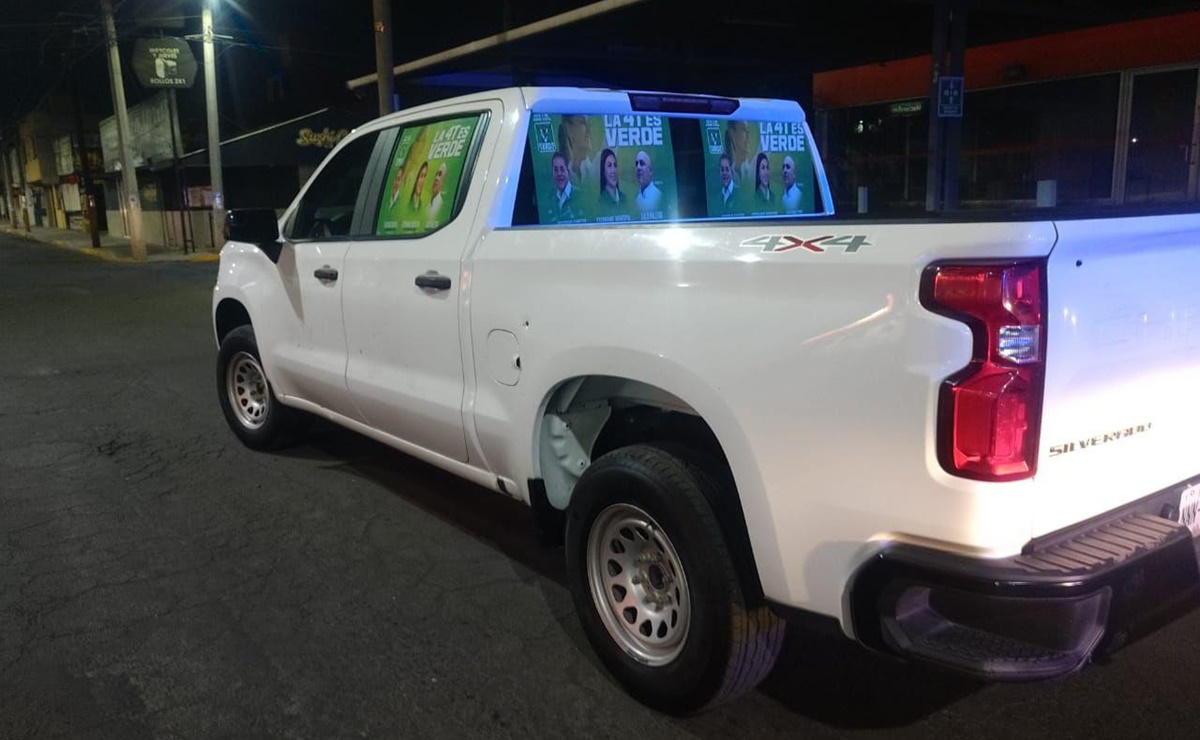 Balean camioneta del candidato del PVEM a la alcaldía de Chalco; él resulta ileso y denuncia los hechos