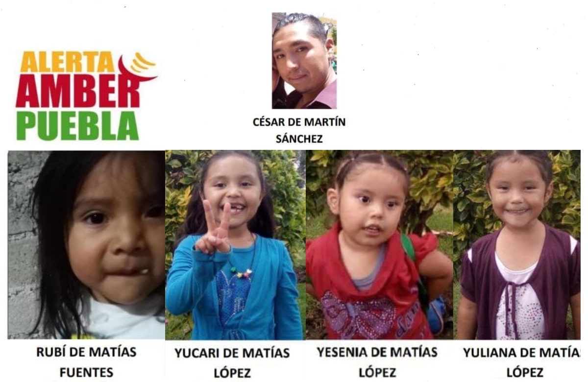 Activan la Alerta Amber para localizar a cuatro hermanitas sustraídas ilegalmente por su padre en Puebla 