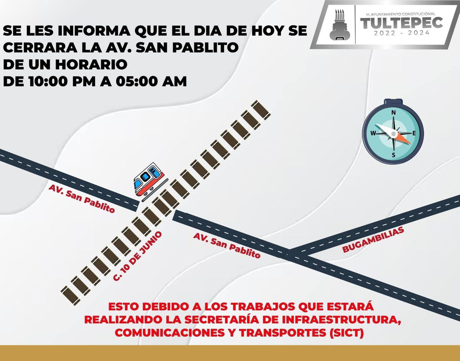 Avenida San Pablito permanecerá cerrada por la ampliación del Tren Suburbano hacia el AIFA