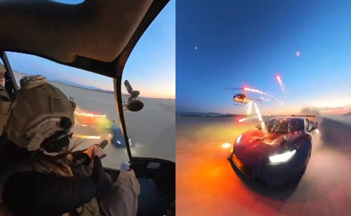 Influencer es arrestado por lanzar fuegos artificiales a un Lamborghini desde un helicóptero. VIDEO