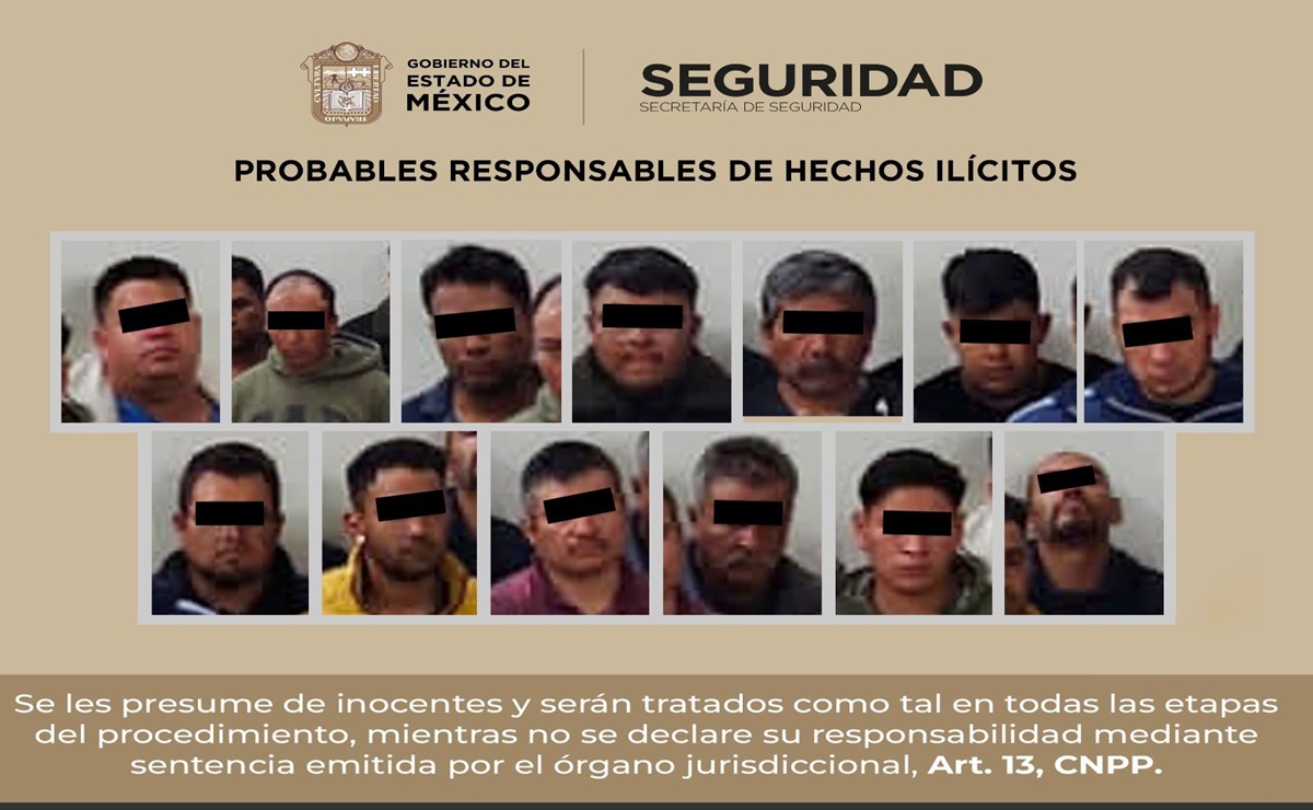 Detienen a 13 presuntos ladrones de transporte en operativo conjunto en el Estado de México