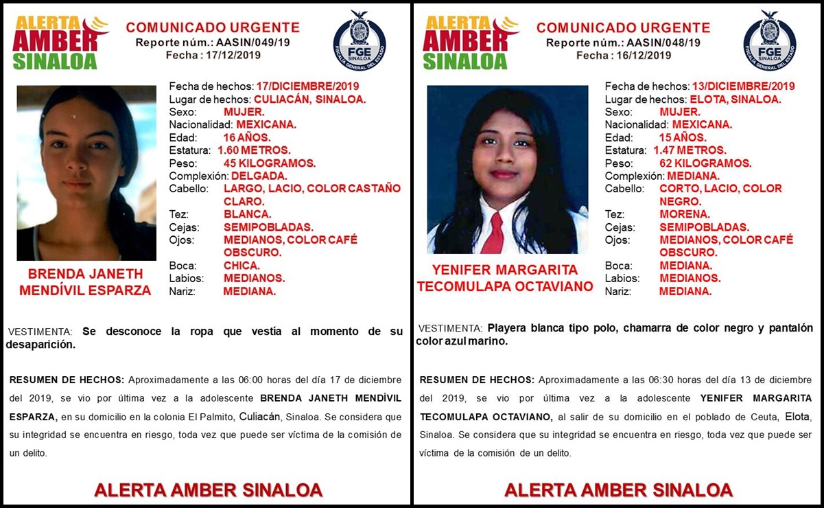 Suman 47 denuncias de menores desaparecidos en Sinaloa durante 2019