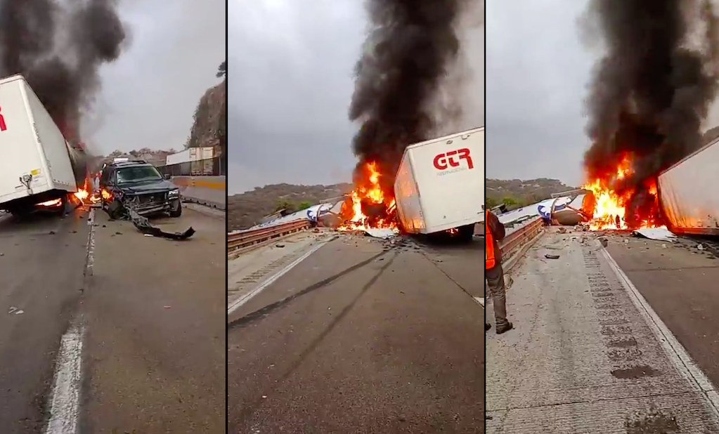 Choque de dos tráileres mantiene cerrada la autopista México-Querétaro 