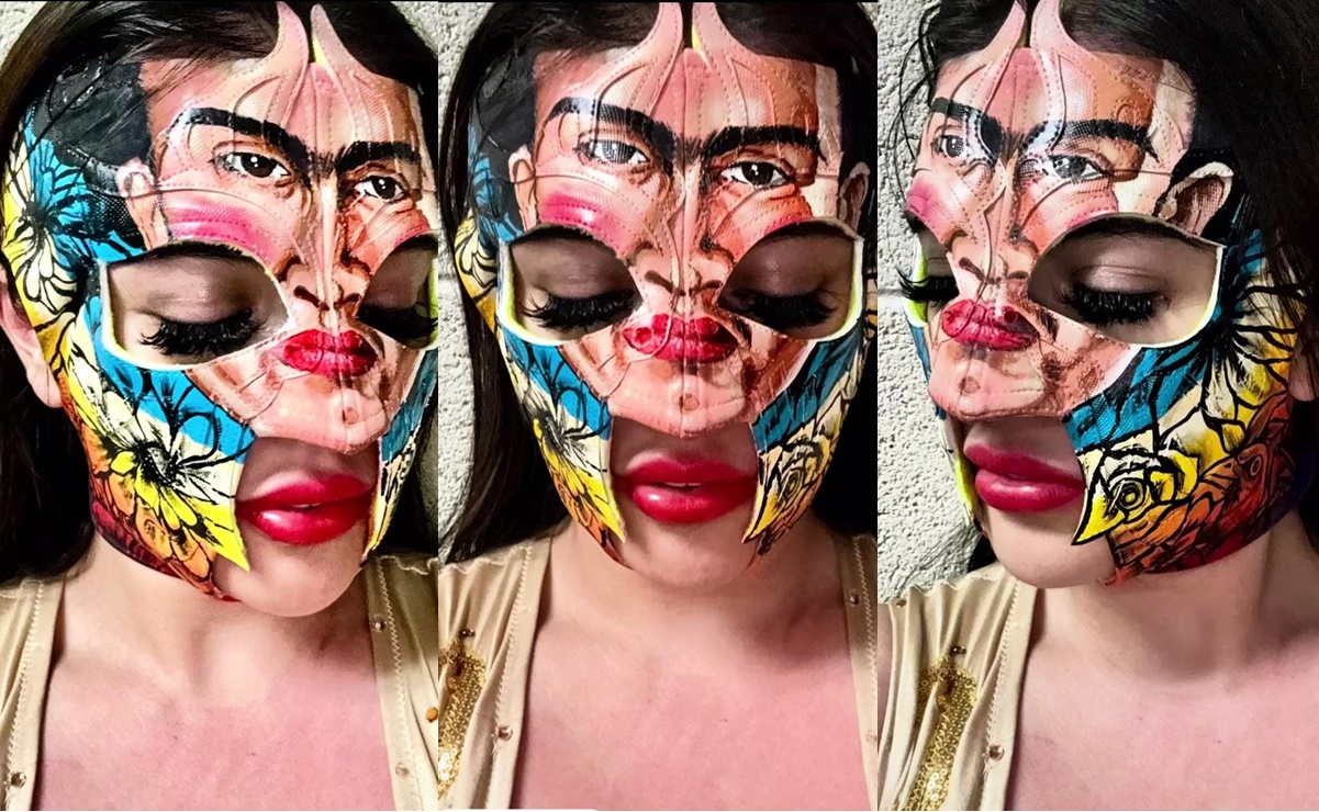 La luchadora Reina Dorada rinde homenaje a Frida Kahlo con el diseño de su máscara