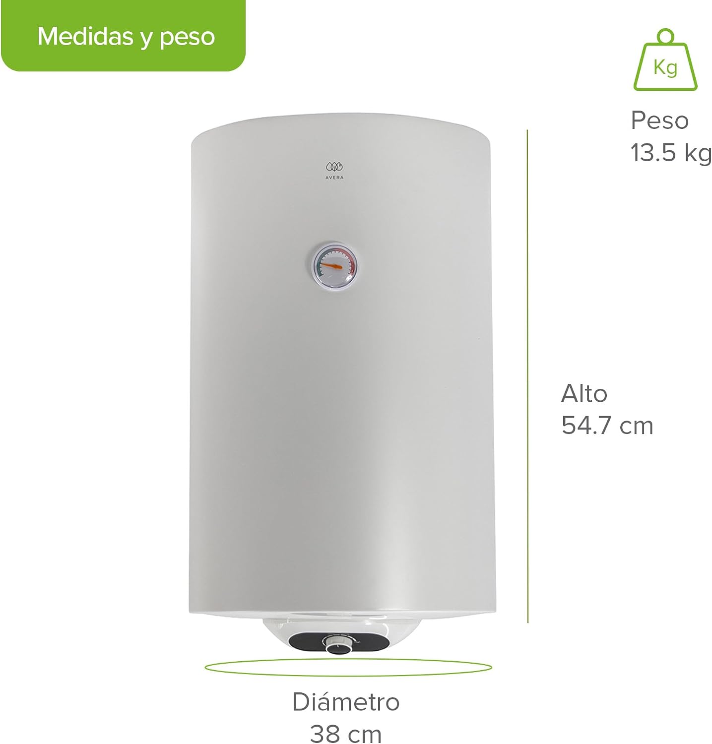 AVERA Calentador de agua eléctrico de depósito 30 L - Foto 1