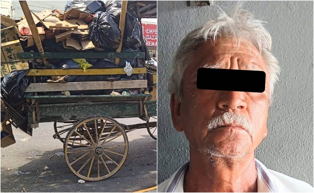 ¡Ya no podía más! Detienen a sujeto por golpear con tabla a caballo que jalaba su carro de basura