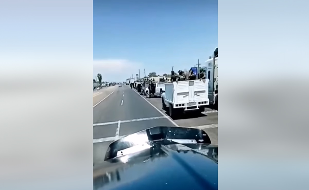 Investigan autenticidad de video que exhibe a hombres armados en camionetas en la carretera México-Nogales