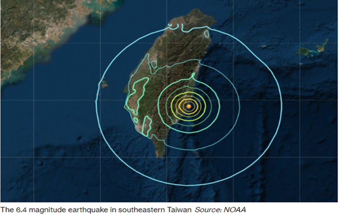 Un terremoto de magnitud 6.4 sacude el sureste de Taiwán