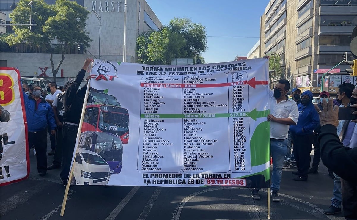 Transportistas exigen aumento de 3 pesos, amagan con bloqueo en CDMX
