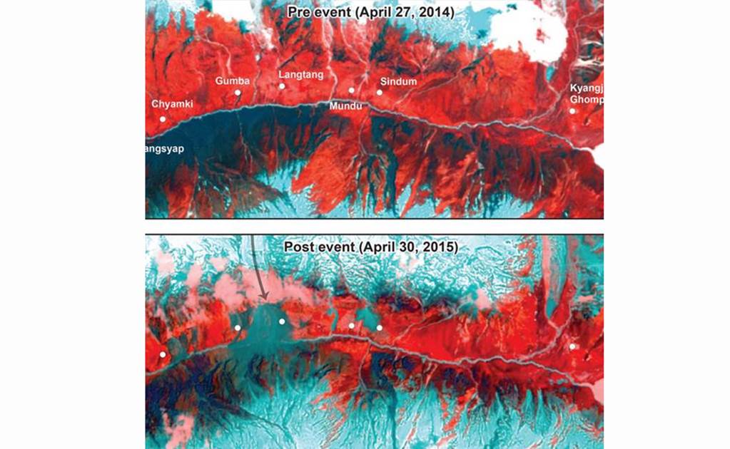 NASA capta antes y después del terremoto en Nepal