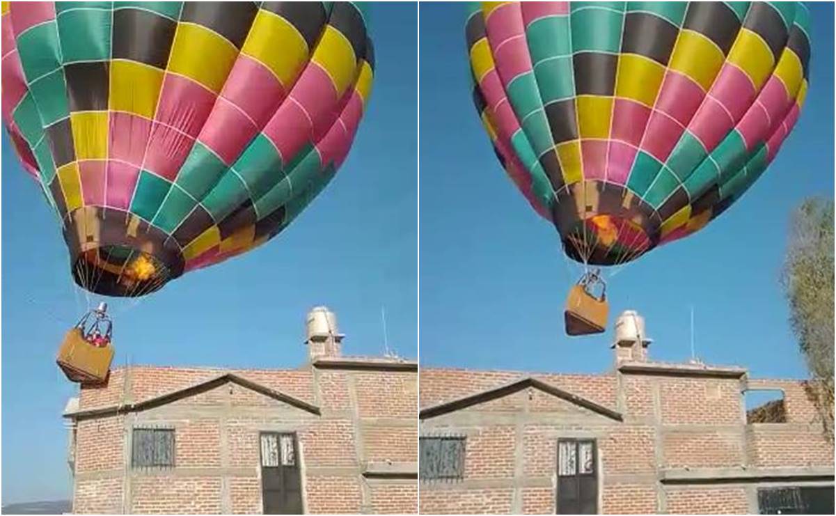 “¡Agárrense fuerte!”, globo aerostático choca con casa y tumba tinaco en Guanajuato