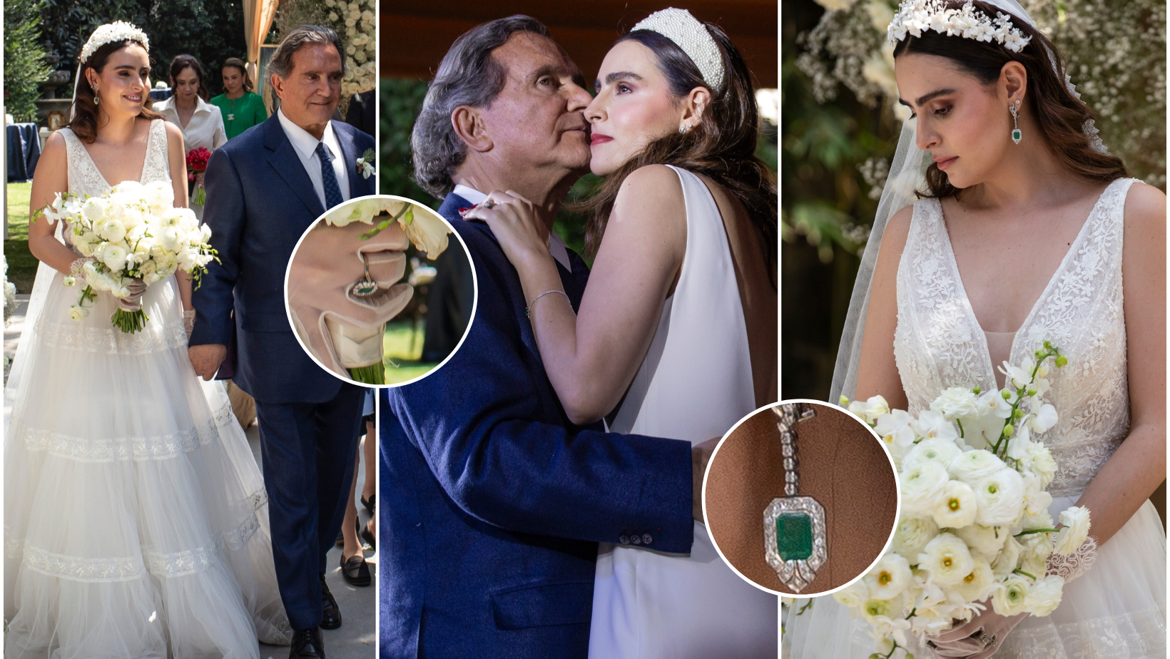 El impresionante juego de esmeraldas que lució Araceli Peraza en su boda con Oscar Mario Beteta