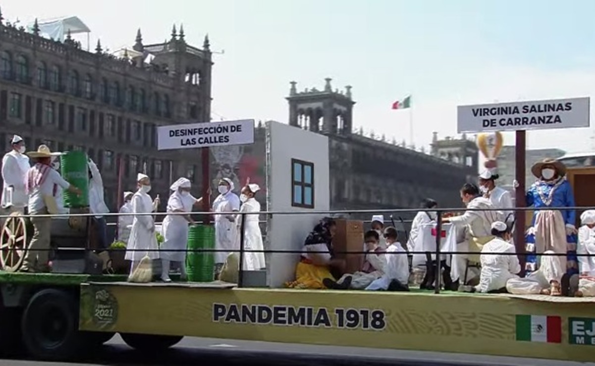 En desfile de la Revolución Mexicana, recuerdan pandemia de la gripe española de 1918