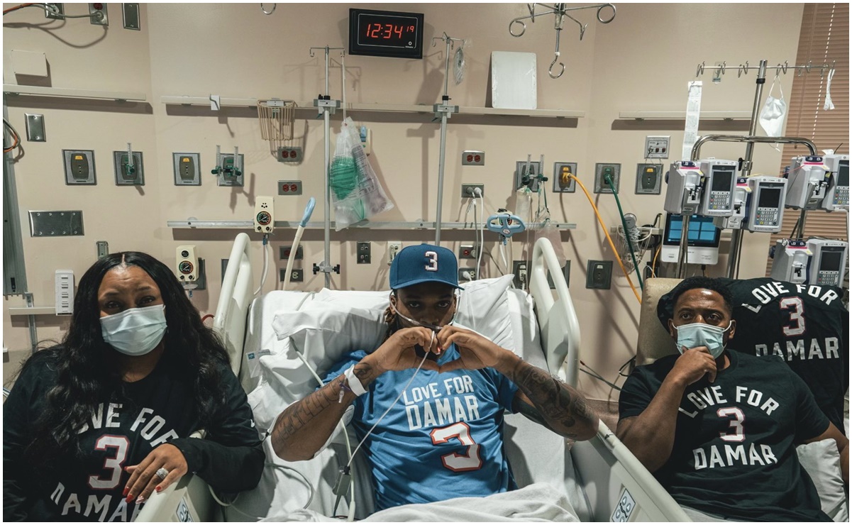 Damar Hamlin muestra su apoyo a los Buffalo Bills desde el hospital 