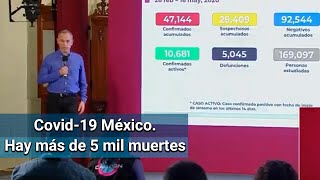 Covid-19 México. Supera las 5 mil muertes; suman 47,144 casos positivos