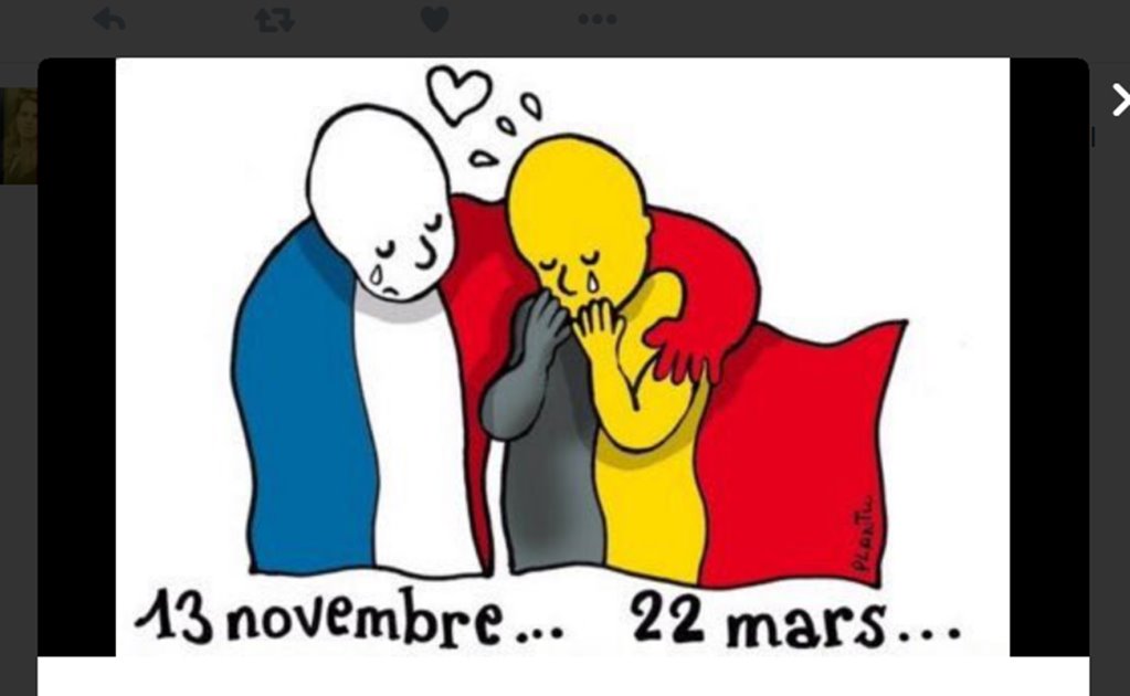 La bandera belga y Tintín, símbolos de solidaridad con Bélgica