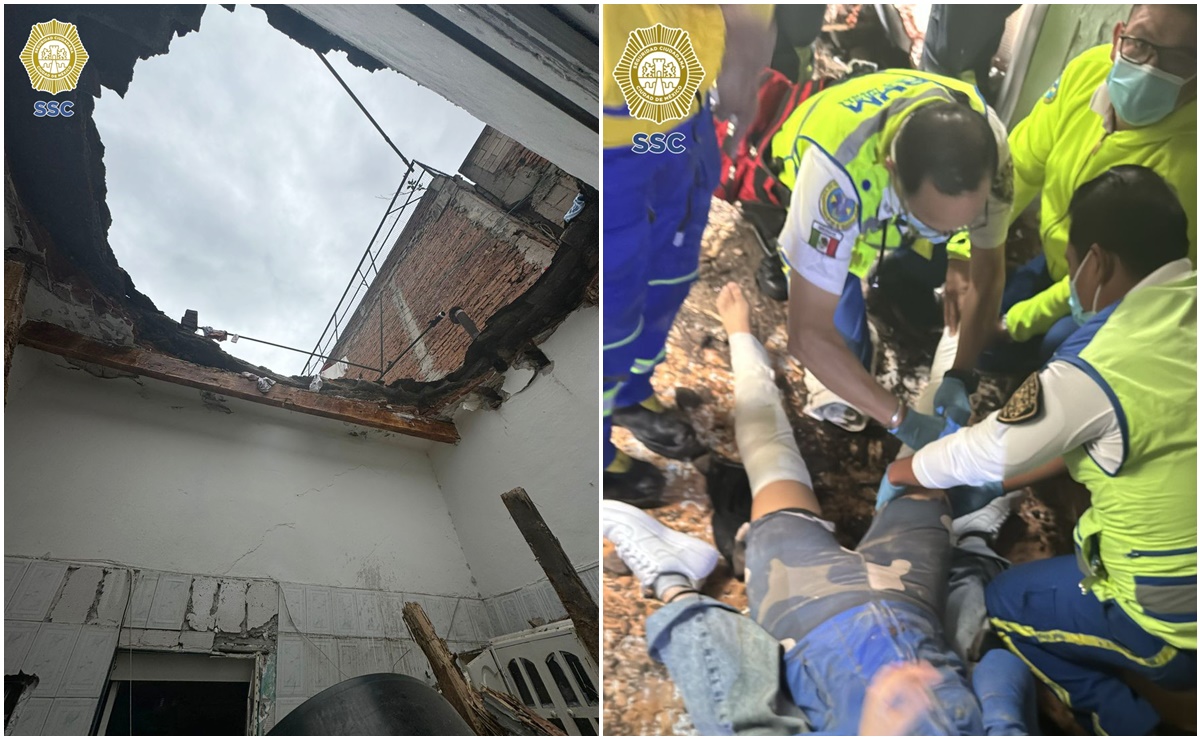 Colapsa losa de vivienda en Venustiano Carranza; mujer resulta con fracturas en ambas piernas 