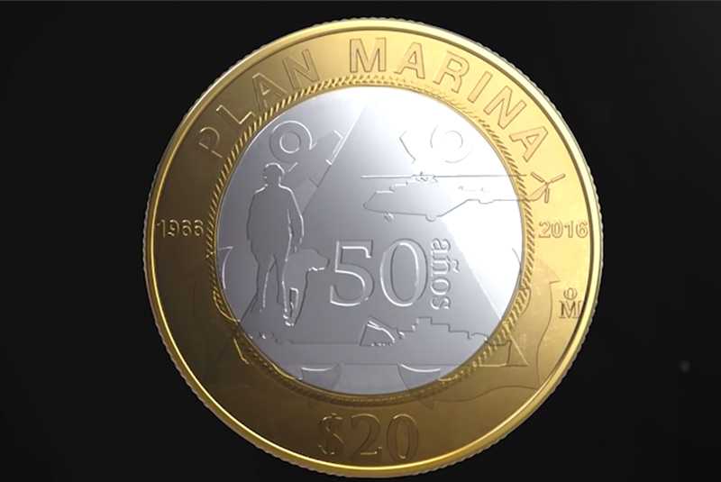 Banxico pone en circulación moneda conmemorativa del Plan Marina de 20 pesos
