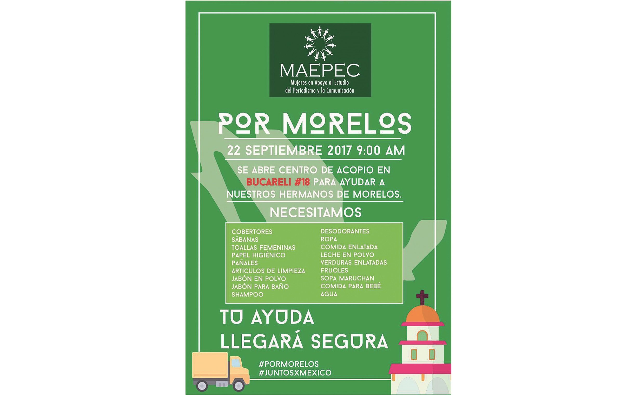 MAEPEC abre centro de acopio para Morelos