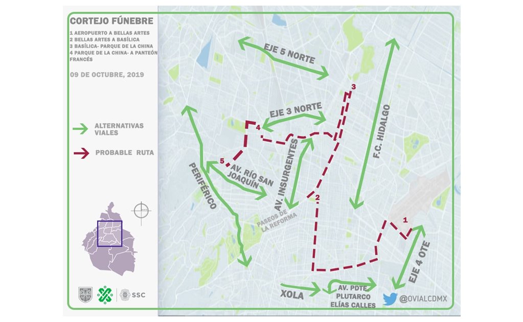 Esta es la ruta que seguirán los restos de José José en CDMX