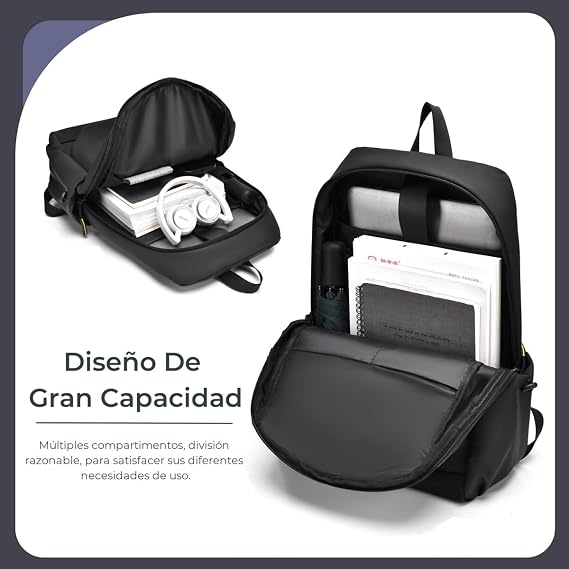 Mochila Impermeable Negra Detalle Tirantes Acolchados