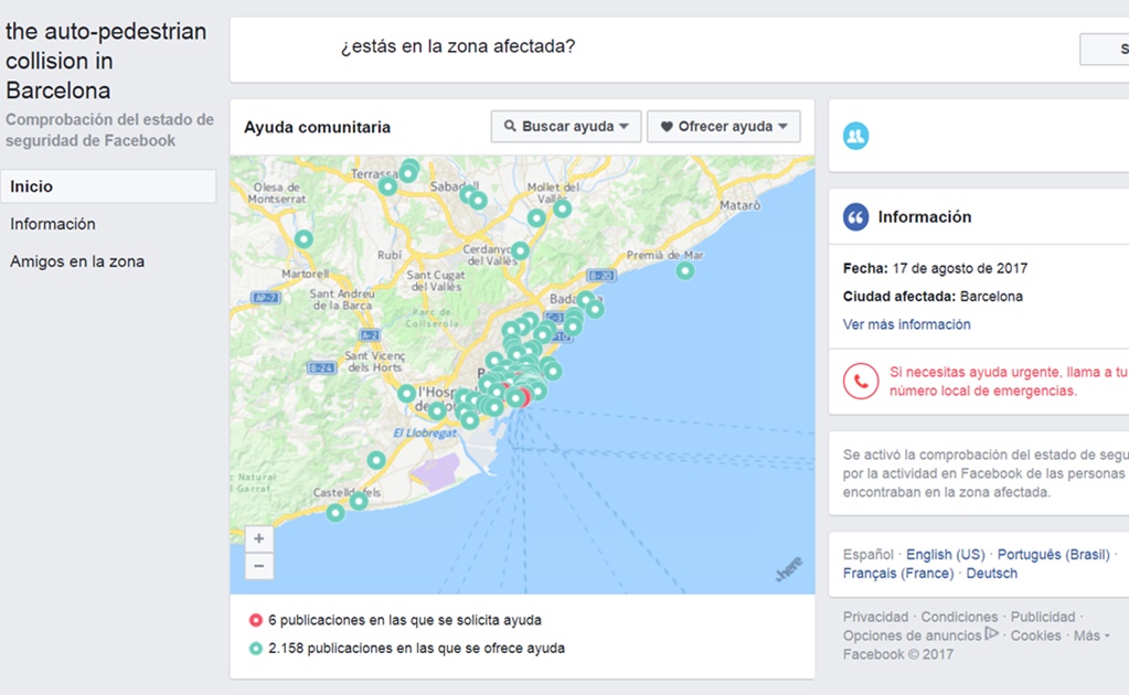Tras atentado, Facebook activa Safety Check en Barcelona