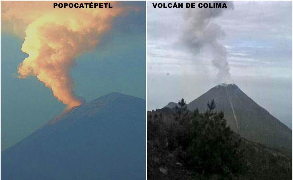 'Popo' y Volcán de Colima amanecen con grandes exhalaciones