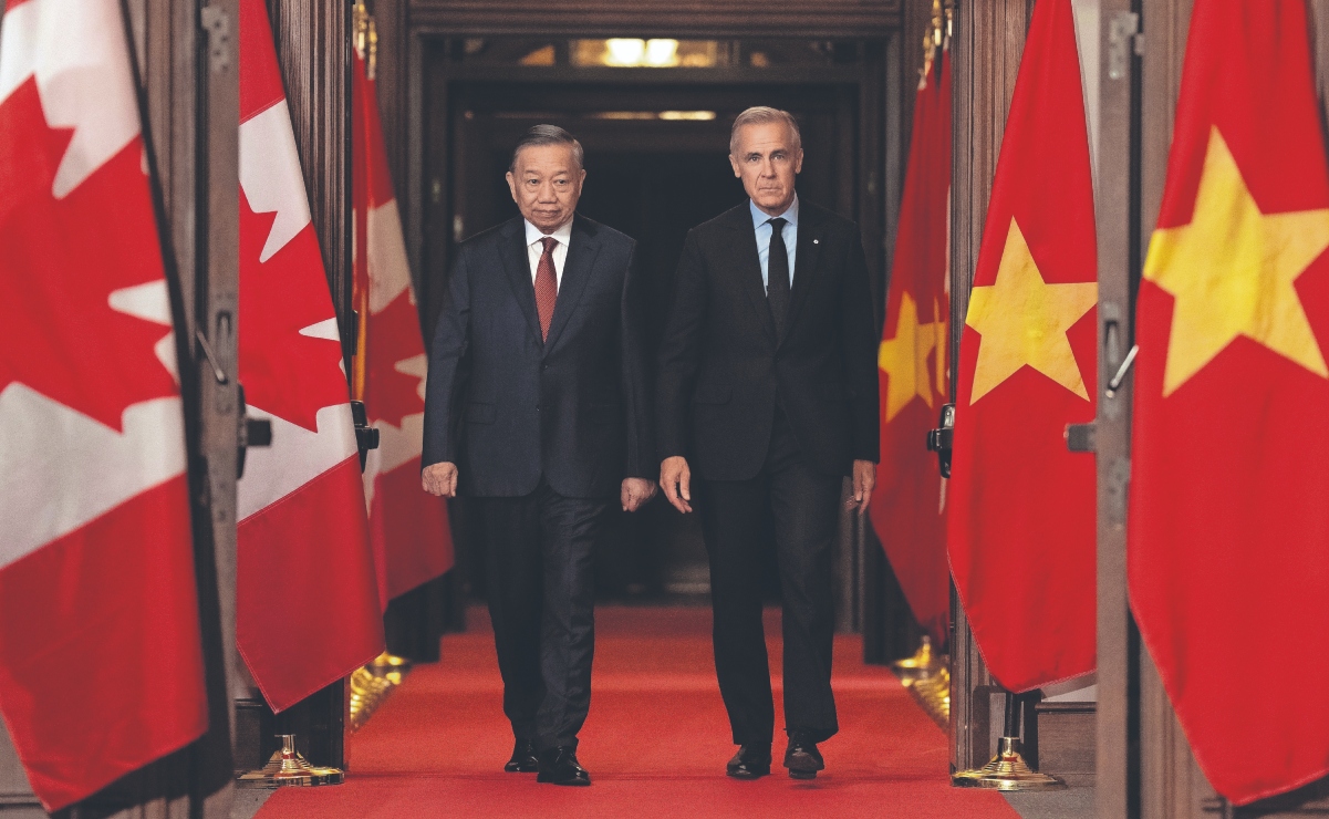 El presidente de Vietnam, To Lam, y el primer ministro Mark Carney, ayer en Ottawa. Canadá está aprovechando la actual situación de inestabilidad con Estados Unidos para acelerar las relaciones con otros países. Foto: AP