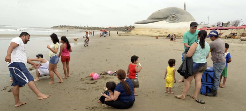 Escultura de delfín está clausurada, pero sigue atrayendo a los turistas
