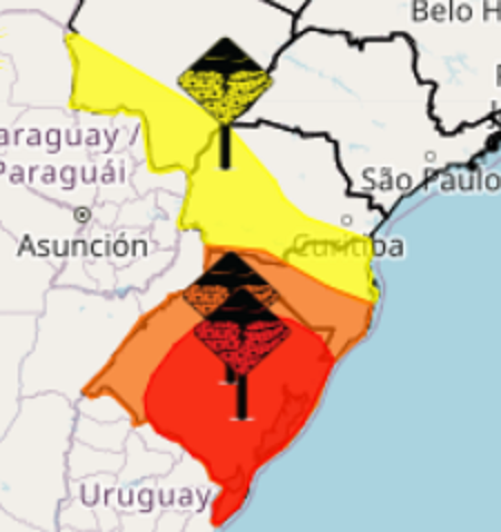 Ciclone no Sul: RS e SC têm alerta vermelho de alto perigo de temporal