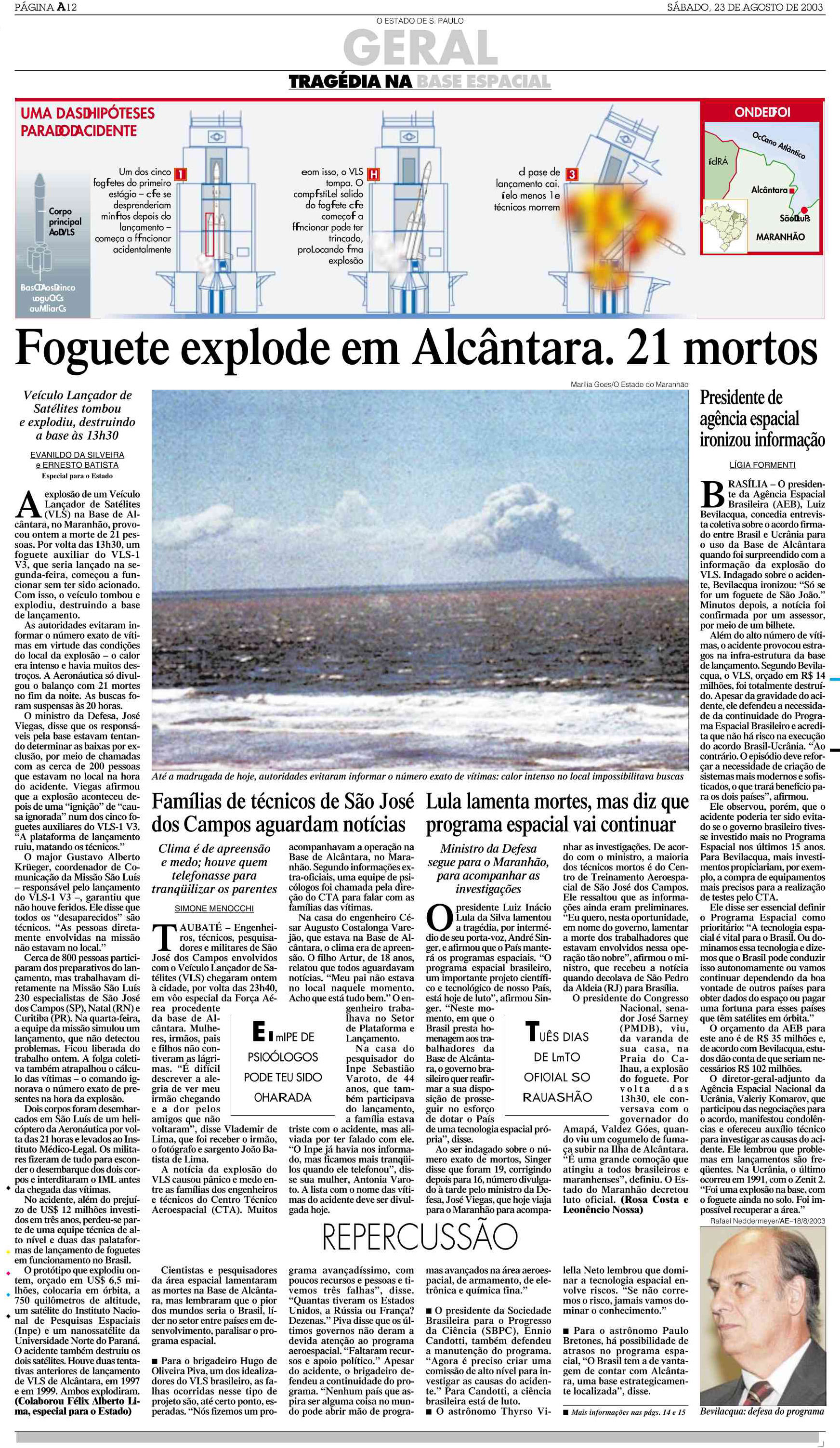 Análise Técnica do Relatório da Investigação do Acidente Ocorrido com o  VLS-1 V03, em 22 de agosto de 2003, em Alcântara, Maranhão.