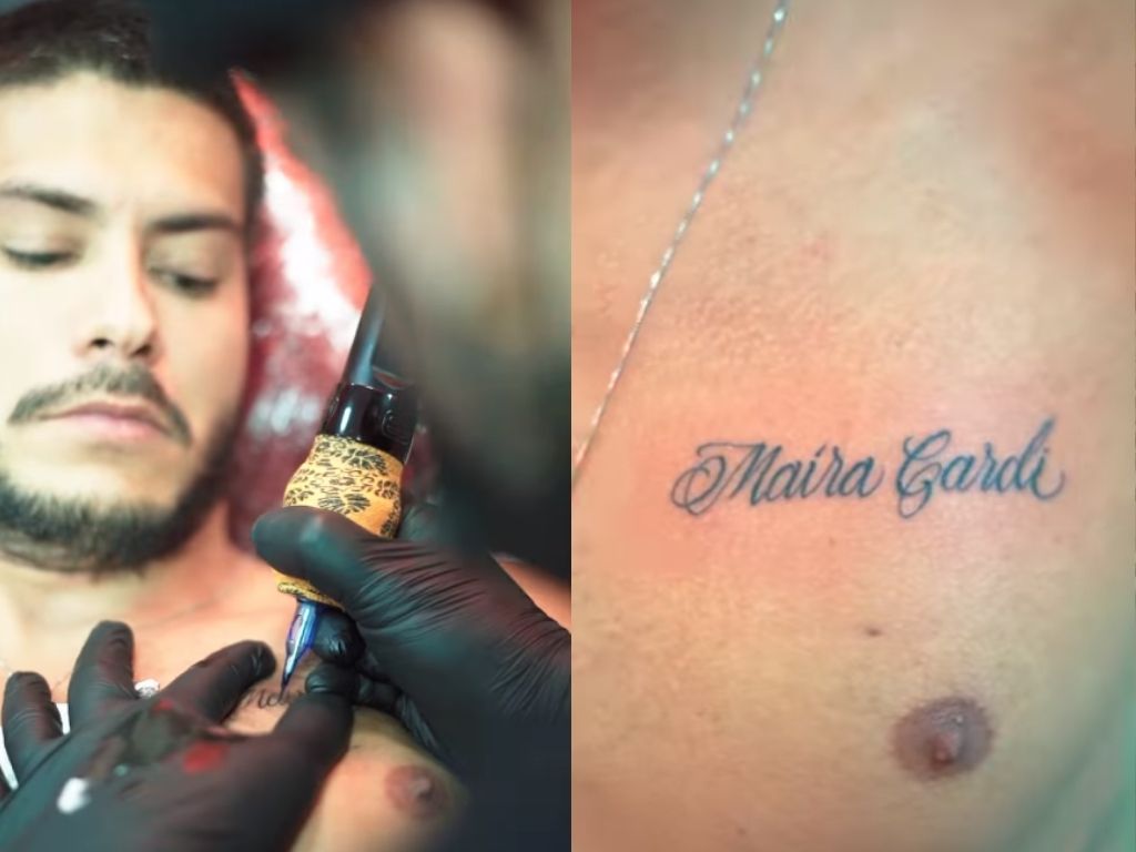 Arthur Aguiar faz tatuagem com o nome de Maíra Cardi no peito - Estadão