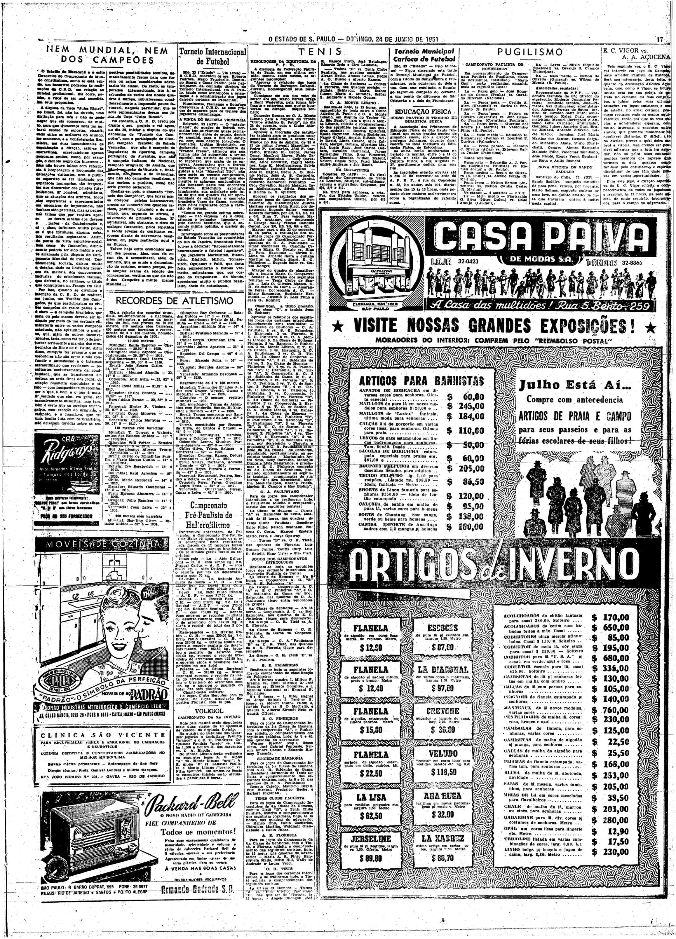 Ao Estado, Fifa confirma Mundial de 1951 para o Palmeiras - Estadão