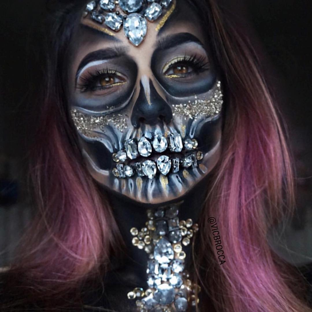 COMO FAZER MAQUIAGEM DE CAVEIRA PARA O HALLOWEEN! MAKE DE CAVEIRA FACIL!  SKULL MAKEUP! 