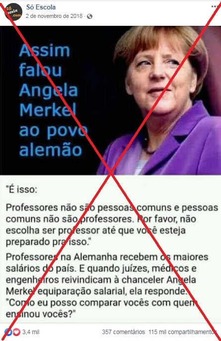 Postagem cita declaração falsa de Merkel ao exaltar política salarial para  professores na Alemanha - Estadão