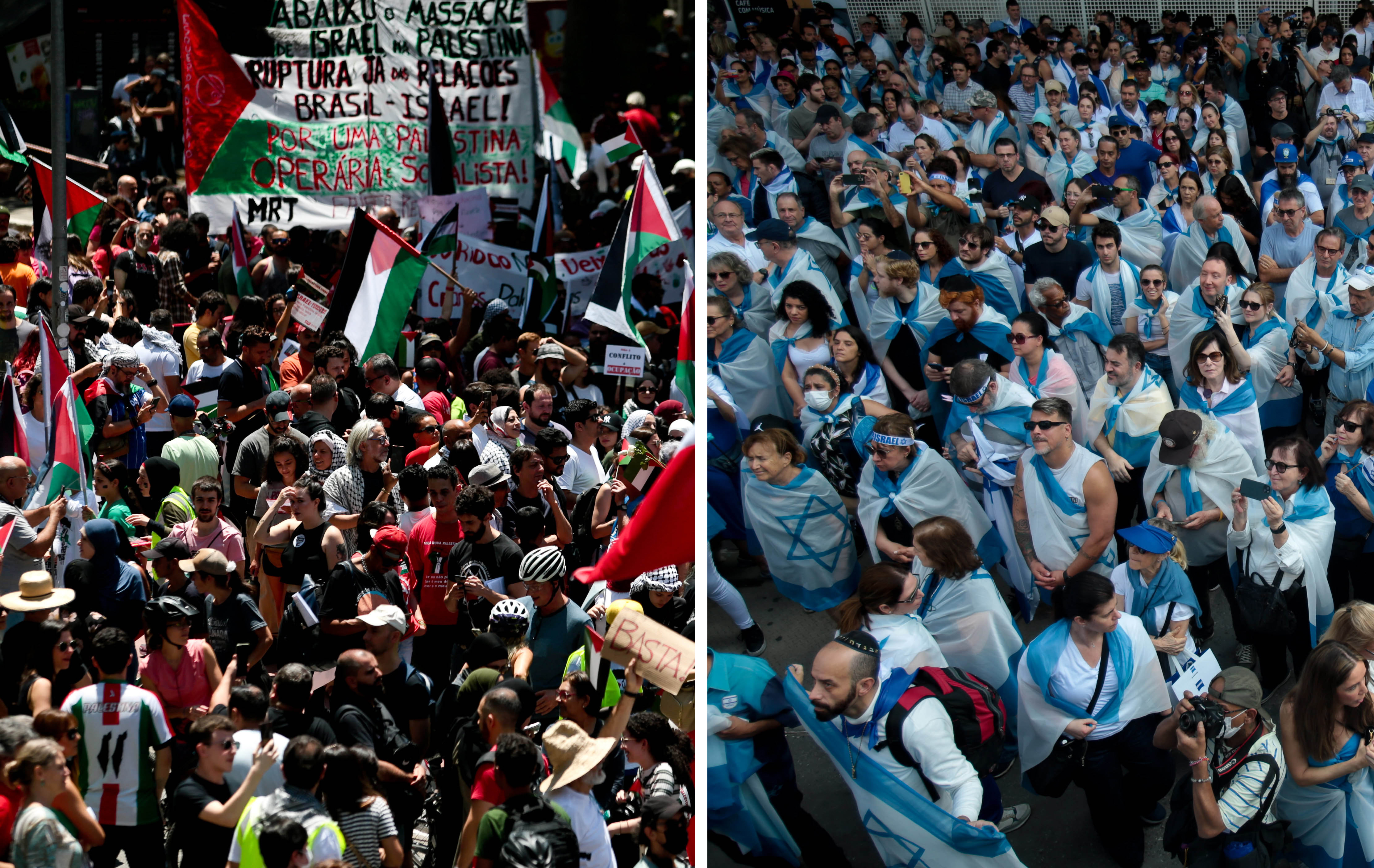 Manifestação de ucranianos frente a embaixada da Federação russa