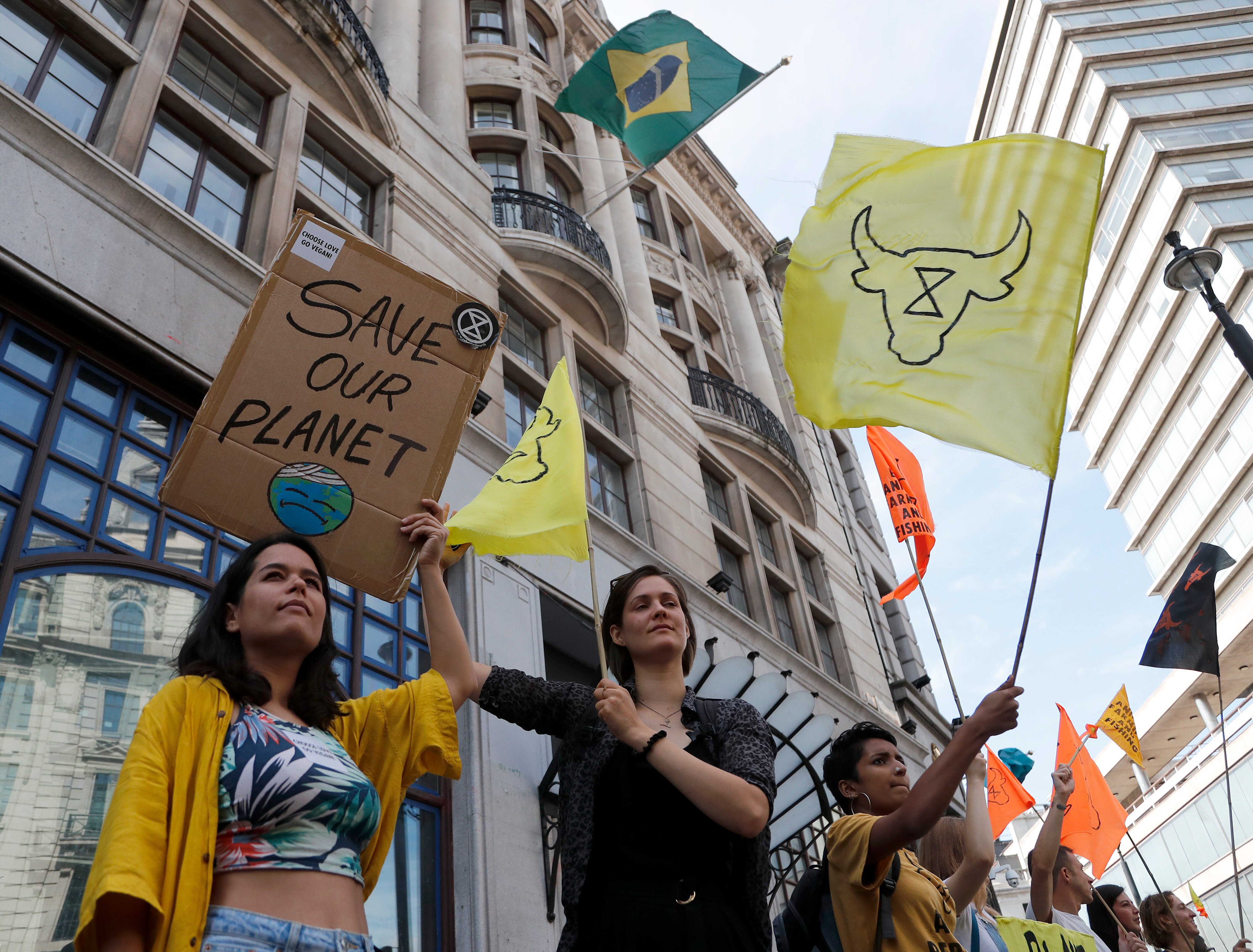 Ação de manifestantes chama Bolsonaro de criminoso ambiental em Nova York