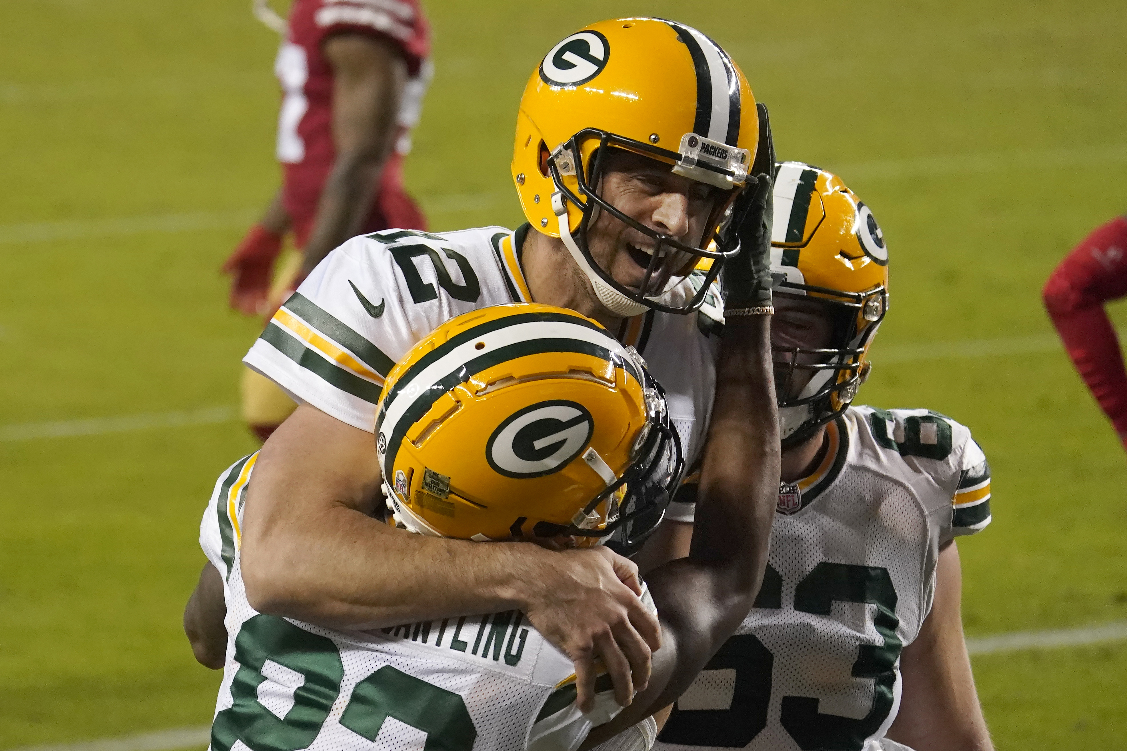 FILE – Green Bay Packers wide receiver Davante Adams runs during the first  half of an NFL footb …