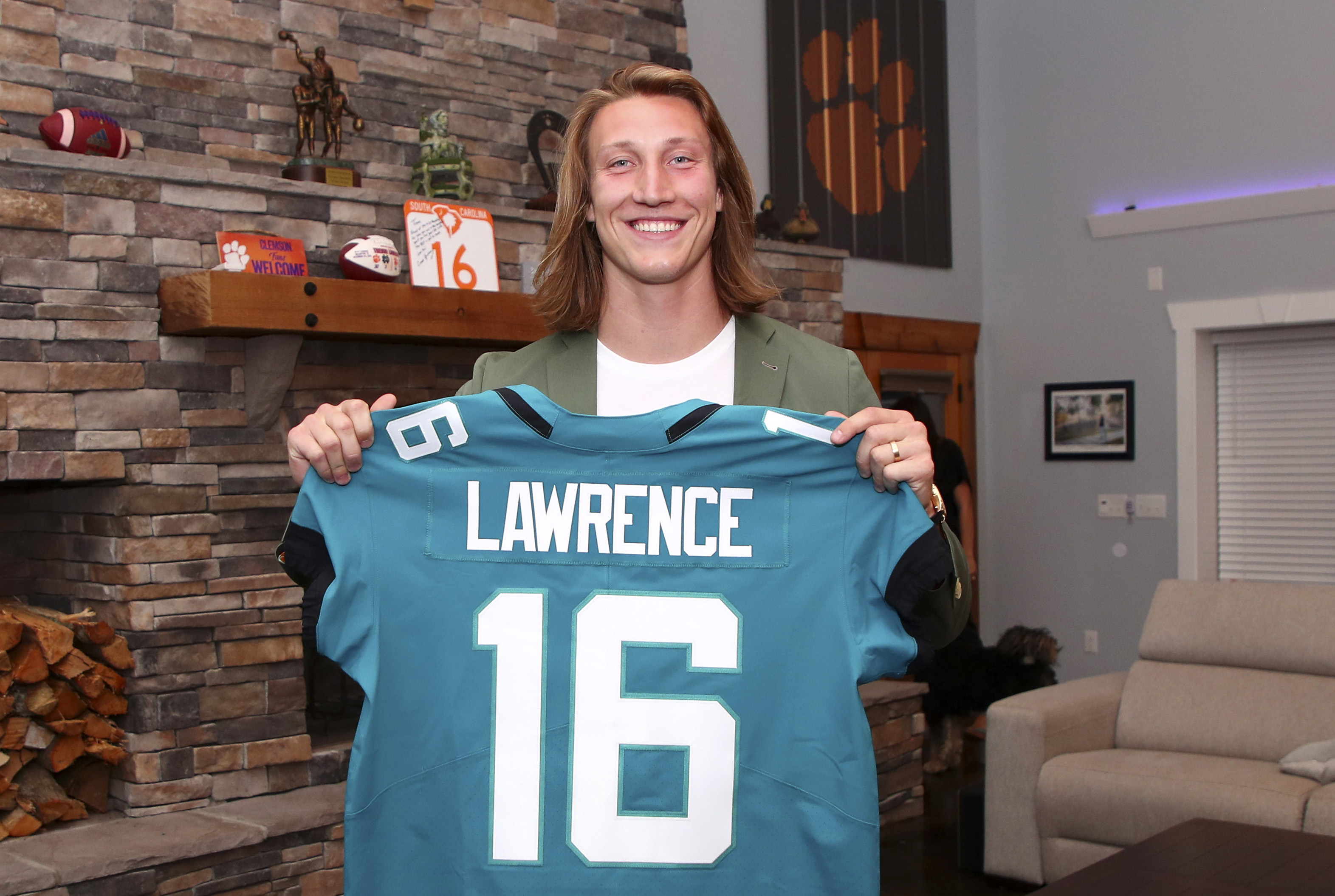 NFL Jacksonville Jaguars Atmosphere (Trevor Lawrence) Men's Fashion  Football Jersey.